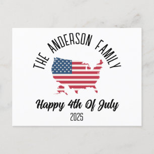 4th of July Independence Day Personalized Name Holiday Postcard