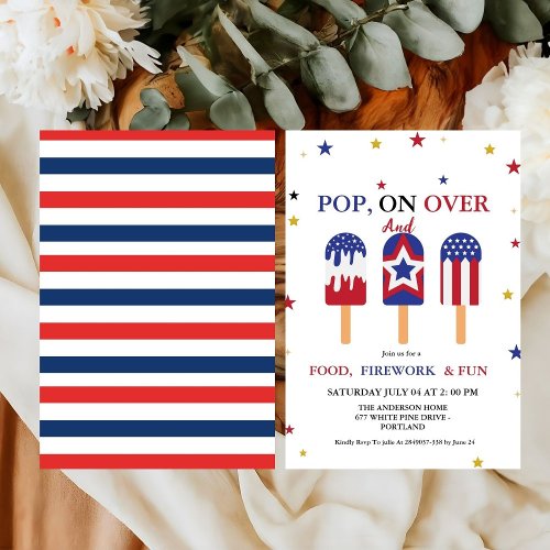 4th of July Independence Day Popsicle party  Invitation