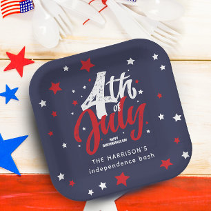 4th Of July Independence Day Red White Blue Paper Plates