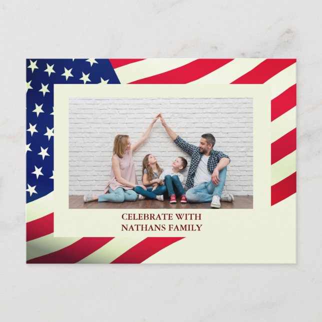 4th of July Independence Day Red White Blue Photo Holiday Postcard (Front)