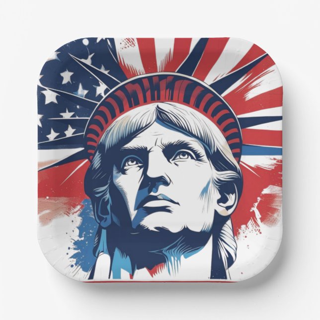 4th of July Independence Day Spirit Paper Plates (Front)