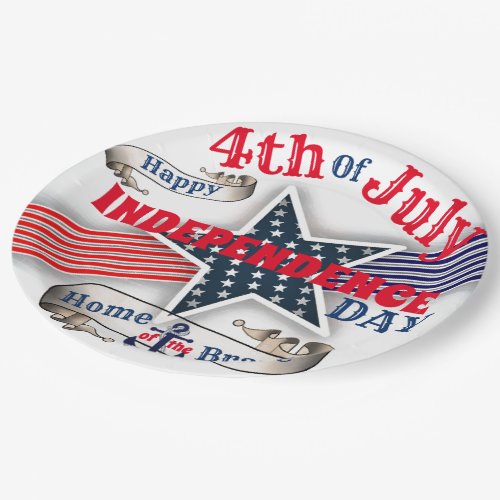 4th of July Independence Day Stars  Stripes Paper Plates