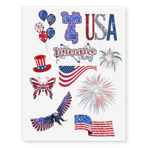 4th of July Independence Day Temporary Tattoos