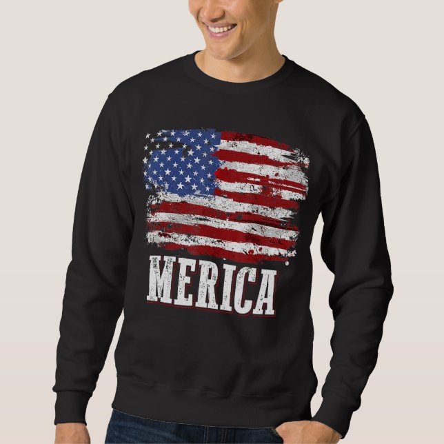 4th of July Independence Day US American Flag Patr Sweatshirt (Front)