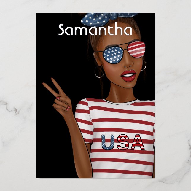 4th of July Independence Day USA Birthday Party Fo Foil Invitation (Front)