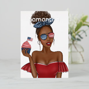4th of July Independence Day USA Birthday Party Foil Invitation