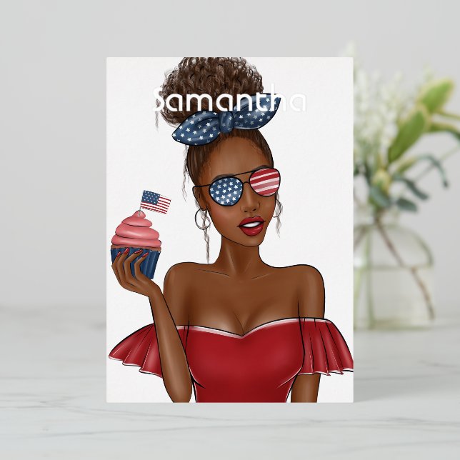 4th of July Independence Day USA Birthday Party Foil Invitation (Standing Front)