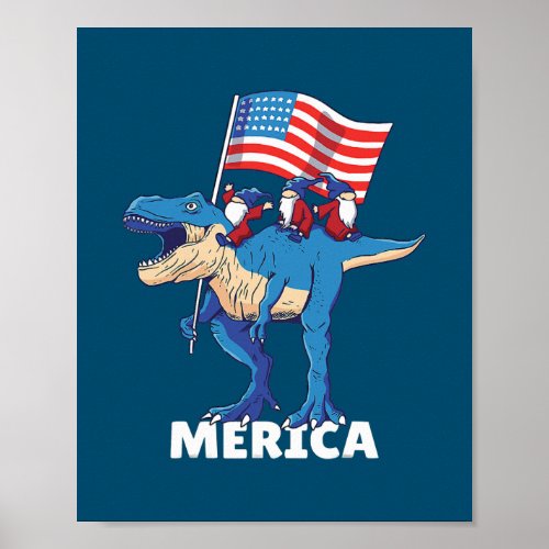 4th of July Independence Day USA Dinosaur T Rex Poster