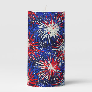 4th of July Independence Day USA Flag Fireworks Pillar Candle