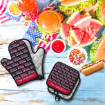 4th of July Independence Day  USA Flag Pattern Oven Mitt & Pot Holder Set<br><div class="desc">4th of July Independence Day USA Flag Pattern Oven Mitt & Pot Holder Set. Customize and personalize the family name,  as desired.</div>