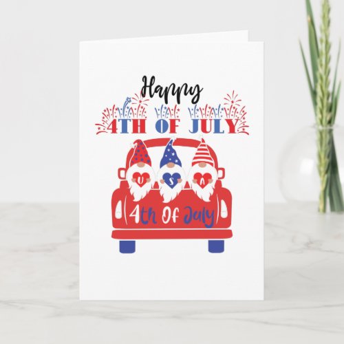 4th Of July Independence Day USA Gnomies Gnome Card
