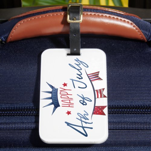 4th of July  Independence Day Watercolor Clipart Luggage Tag