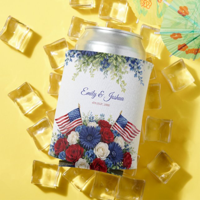 4th of July Independence Day Wedding Can Cooler (In Situ Summer)