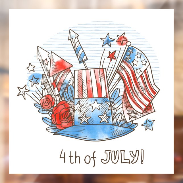 4th of July Independence Day Window Cling (Sheet 2)