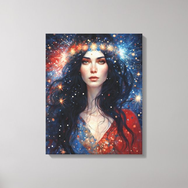 4th of July Independence Day Woman Red White Blue  Canvas Print (Front)
