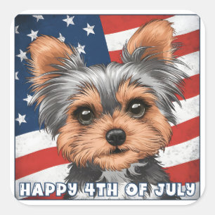 4th of July Independence Day Yorkie Square Sticker