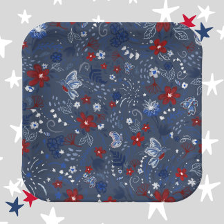 4th of July, Independence Patriotic Red White Blue Paper Plates