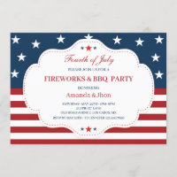 4th of July Invitation, Independence Day, BBQ Invitation