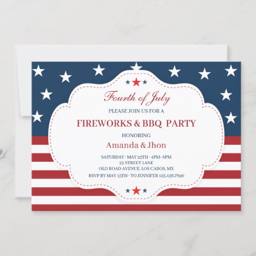 4th of July Invitation Independence Day BBQ Invitation