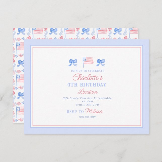 4th of July Invitation Postcard Size (Front/Back)