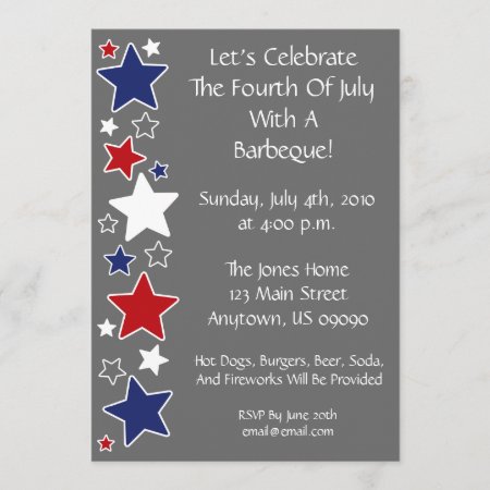 4th Of July Invitation (red White And Blue Stars)