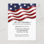 4th of July Invitation Red White Blue Flag Waving