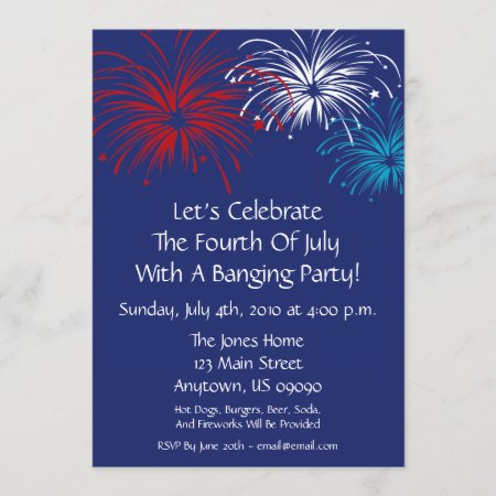 4th Of July Invitation (star Spangled Fireworks)