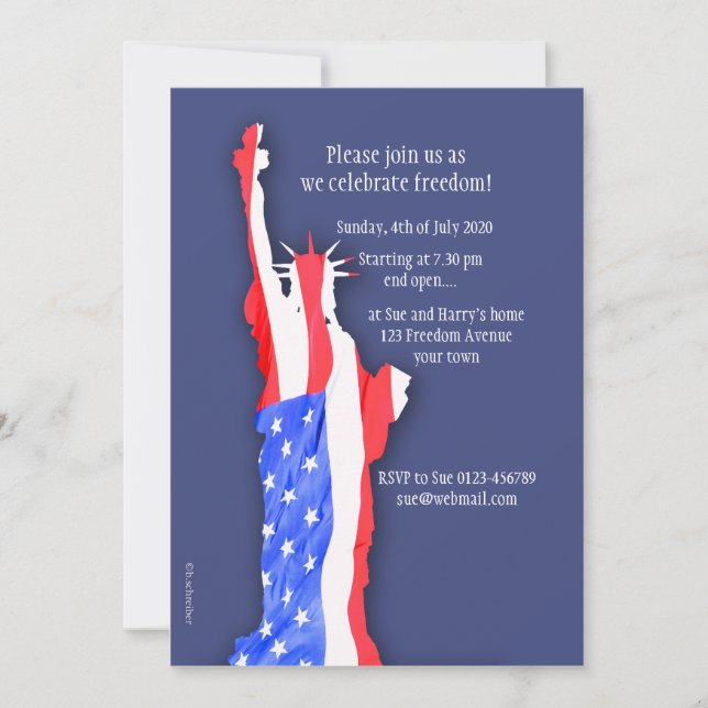 4th of july invitation, statue of liberty invitation (Front)