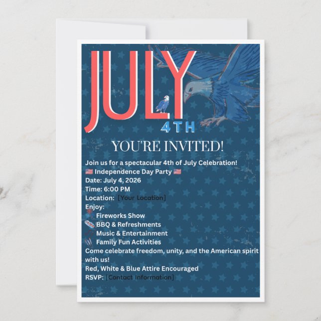 4th of July Invitation Template | Patriotic Indepe (Front)