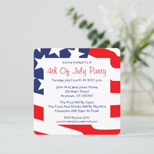 4th Of July Invitations (American Flag Background) | Zazzle