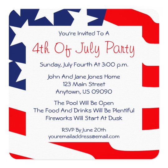 4th of july invitations american flag background zazzle com