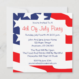 4th Of July Invitations (American Flag Background)