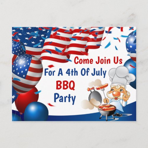 4th Of July Invite Postcard
