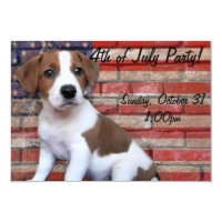 4th of July Jack Russell dog party invitation