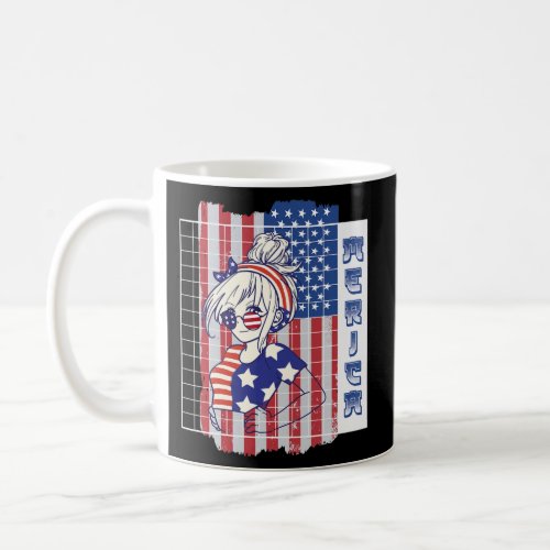 4th of July Japanese Anime Girl Patriotic Coffee Mug