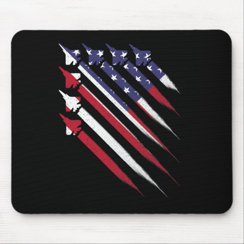 4th Of July Jet Usa American Flag Men Boys  Mouse Pad