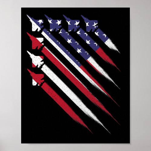 4th Of July Jet Usa American Flag Men Boys  Poster