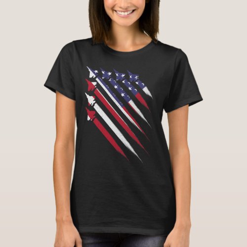 4th Of July Jet Usa American Flag Men Boys  T_Shirt