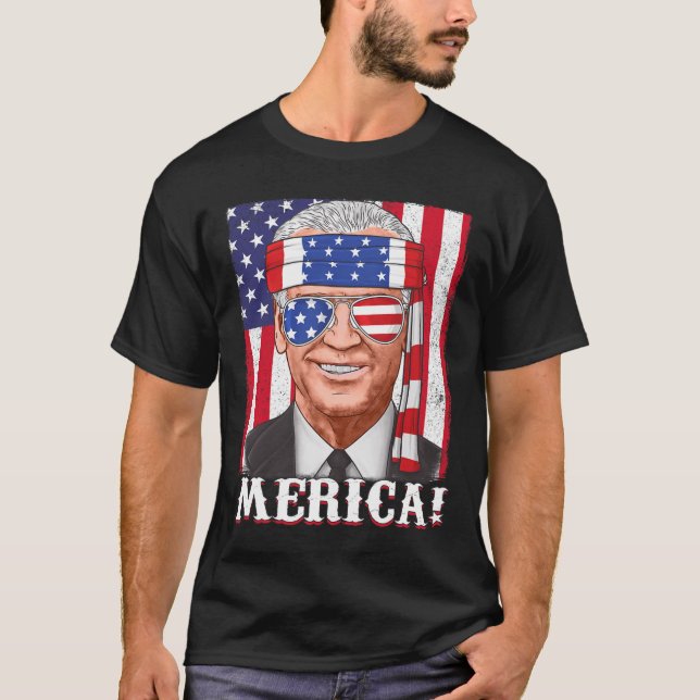 4th Of July Joe Biden Merica USA Flag  T-Shirt (Front)