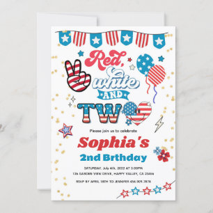 4th of July Kid 2nd Birthday Party Smile Face Invitation