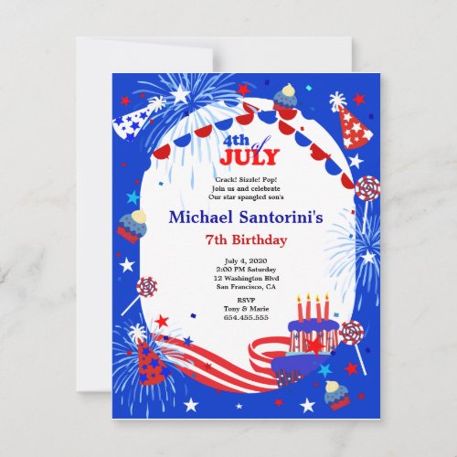 4th of July Kid's Birthday Party Invitation