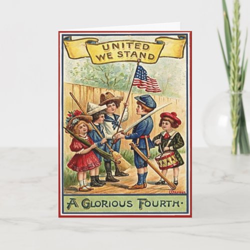 4th of July kids vintage Card