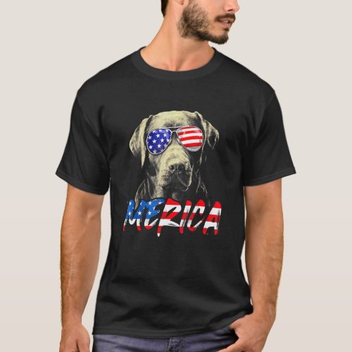 4th Of July Labrador Retriever Merica American Fla T_Shirt