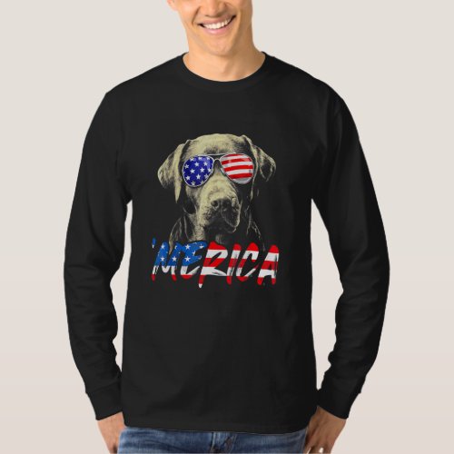 4th Of July Labrador Retriever Merica American Fla T_Shirt