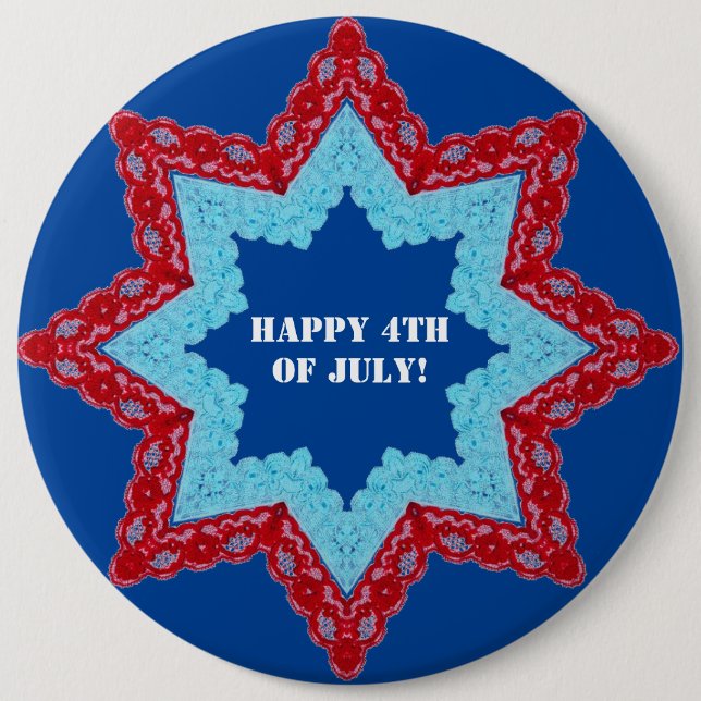 4th of July Lace Red White Blue    Button (Front)