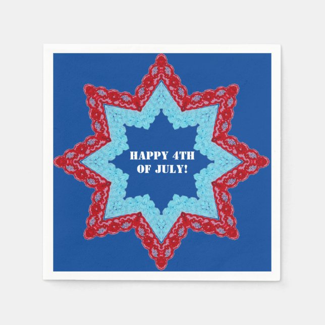 4th of July Lace Red White Blue  Napkins (Front)
