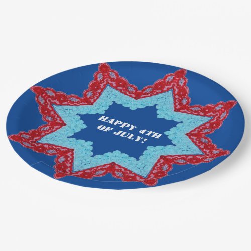 4th of July Lace Red White Blue Paper Plates