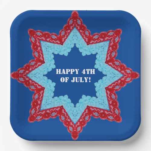 4th of July Lace Red White Blue  Paper Plates