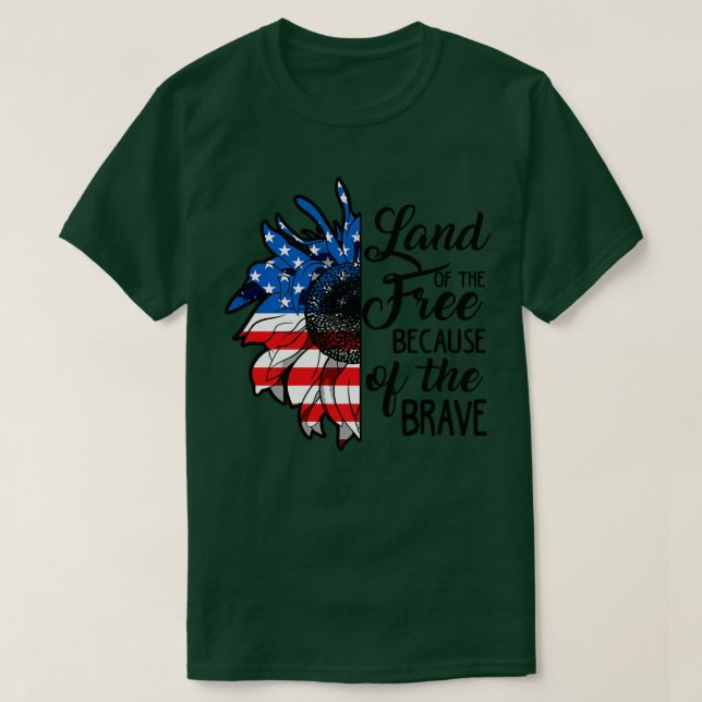 4th of July Land of Free Independence Day T-Shirt (Design Front)