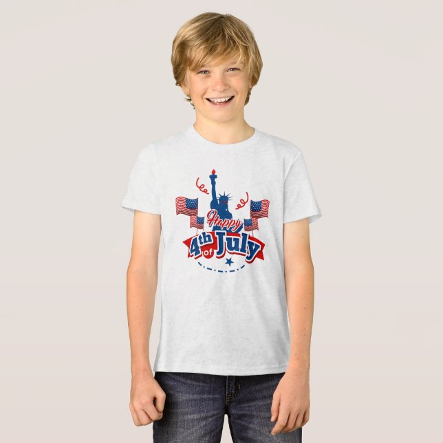 4th of July landmark flag Tri-Blend Shirt (Front Full)